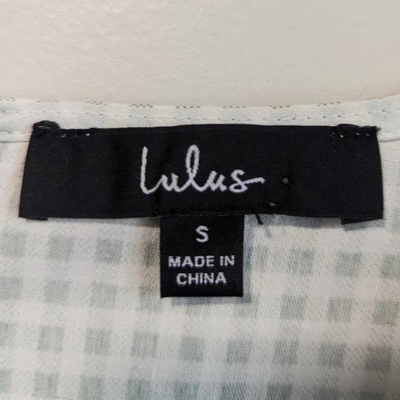 Lulu's Happy Chance Sage Green Gingham Square Neck Mini Dress - Small - Picture 12 of 12